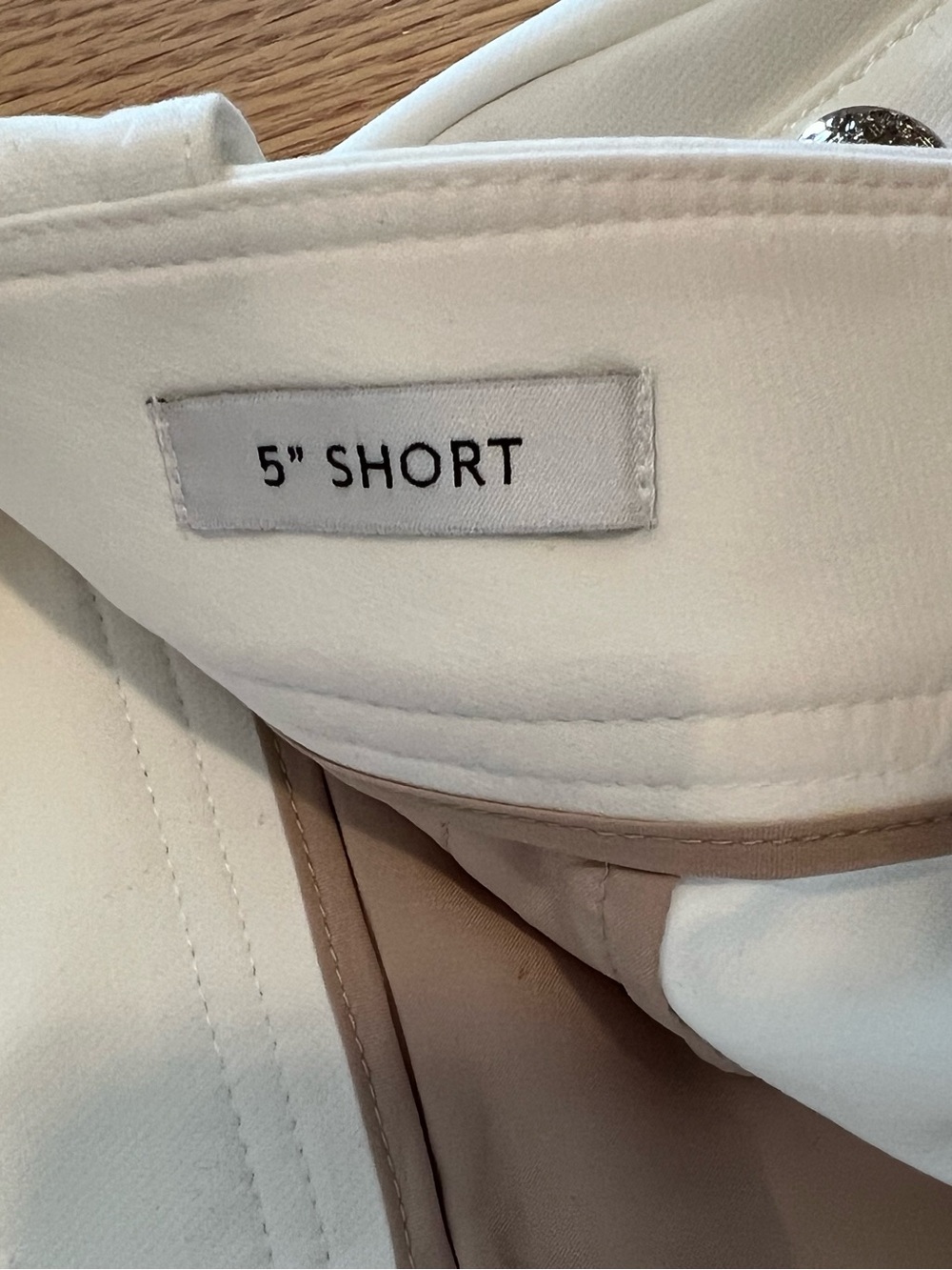 White House Black Market Cream High-Rise Button-Trim Shorts - Picture 4 of 7